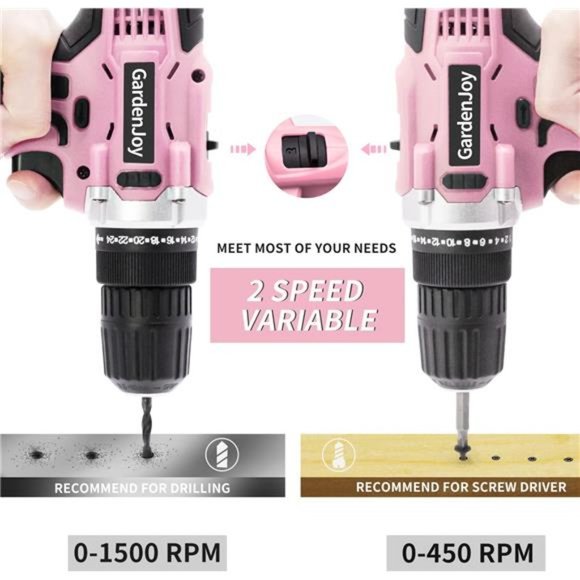 Cordless Power Drill Set: 21V Electric Drill with Fast Charger 3/8-Inch Keyless - Picture 4 of 5